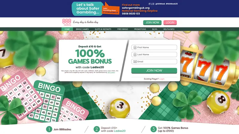 888 Ladies - homepage (desktop)