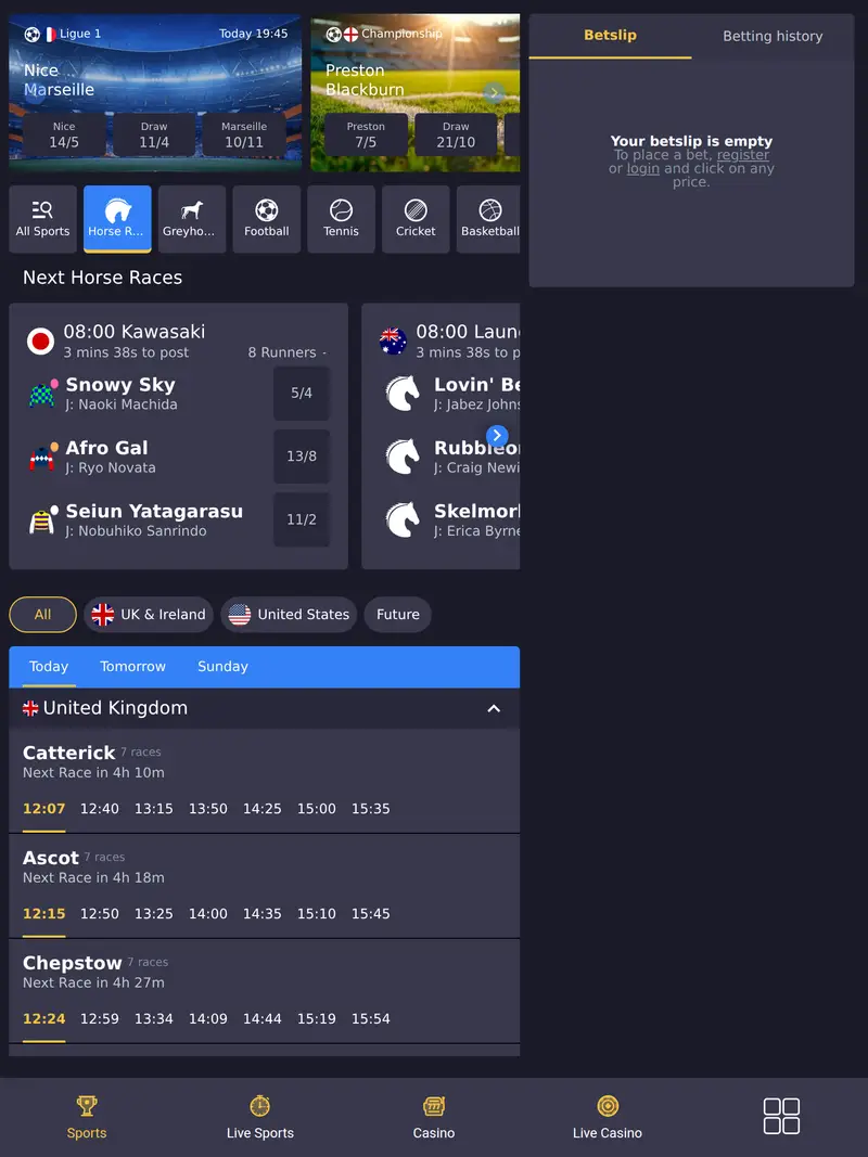 Bet600 - homepage (tablet)