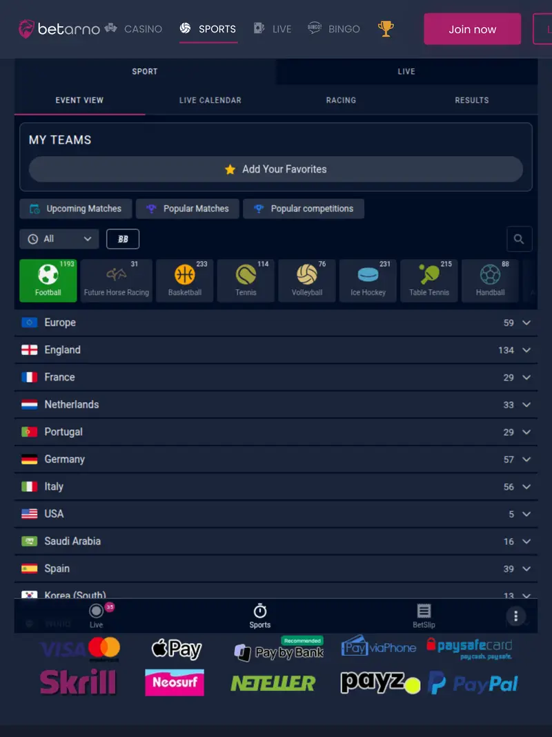 Betarno - homepage (tablet)