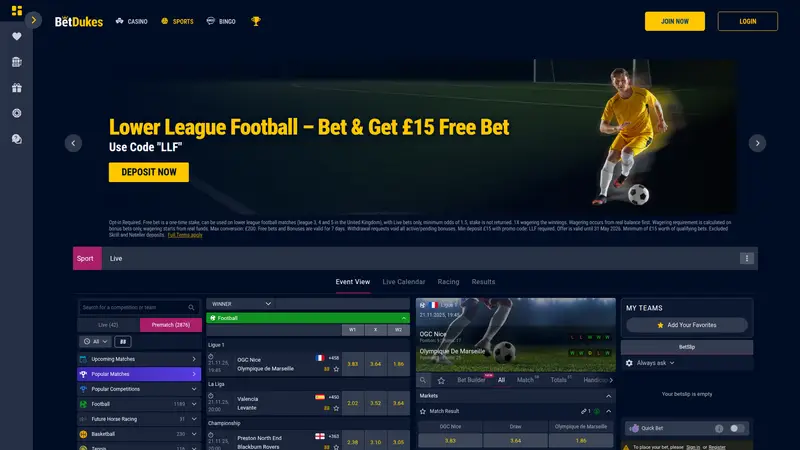 Betdukes - homepage (desktop)