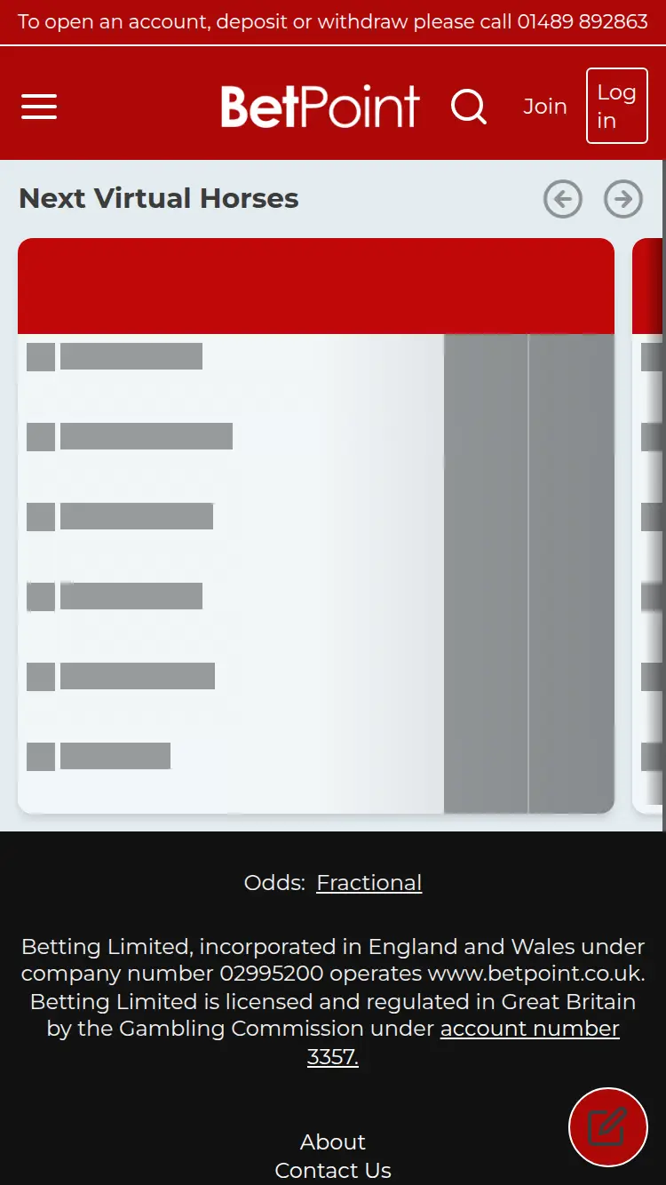 Betpoint - homepage (mobile)