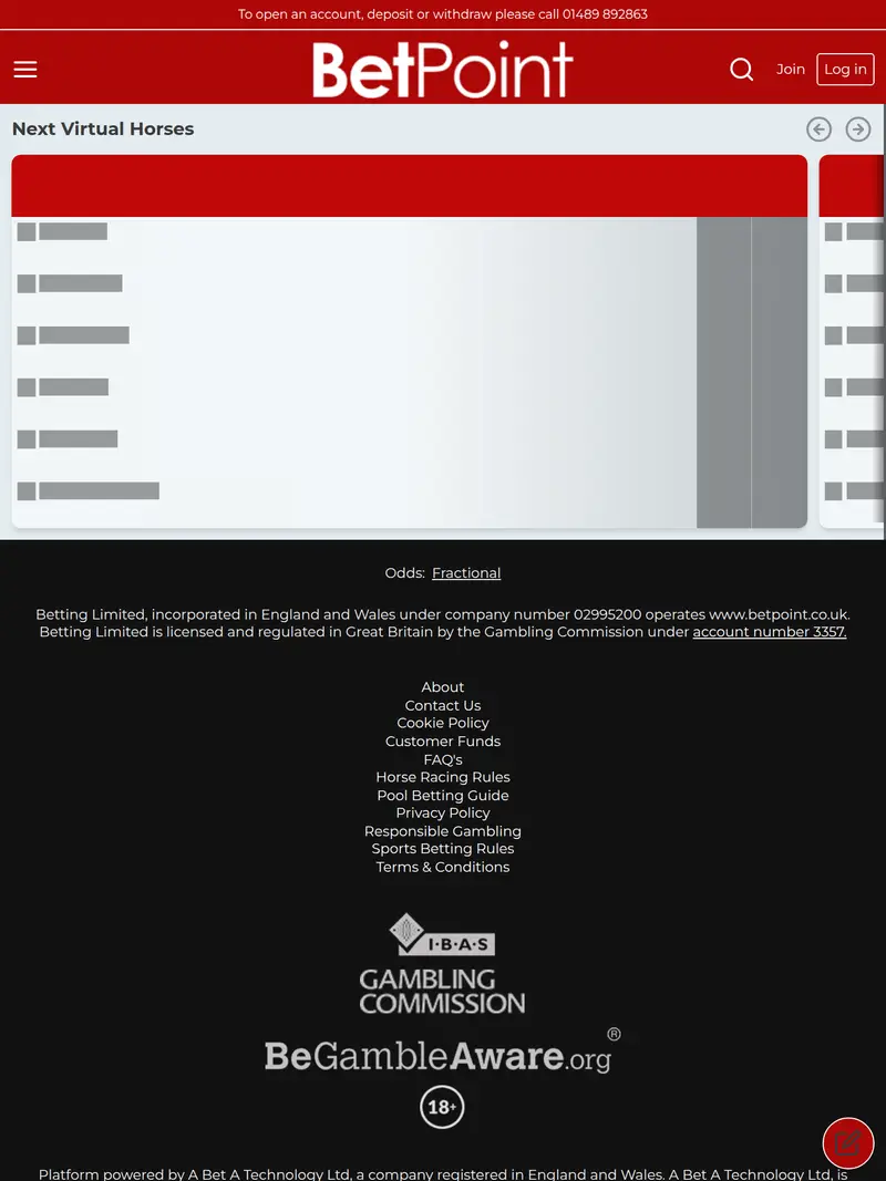 Betpoint - homepage (tablet)