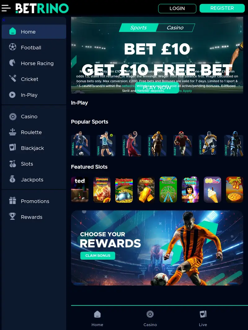 Betrino - homepage (tablet)