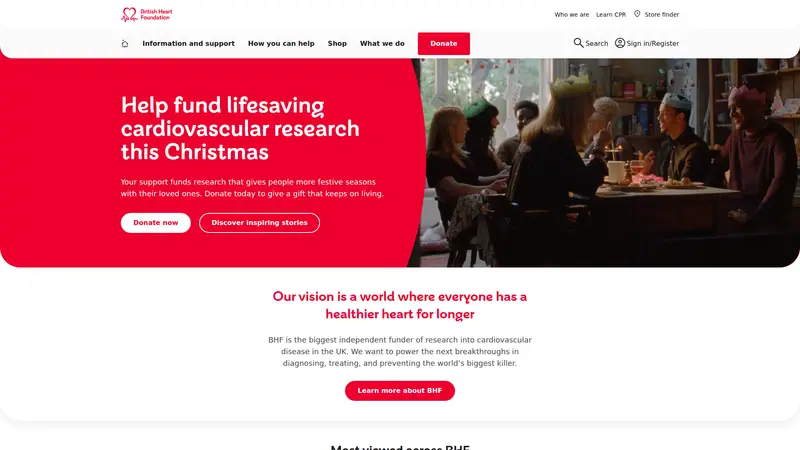 British Heart Foundation - homepage (desktop)