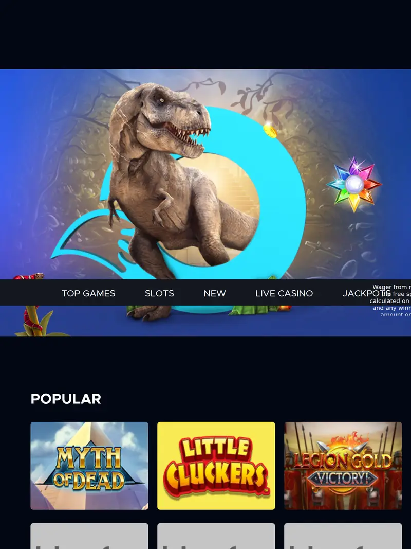 Bluefox Casino - homepage (tablet)