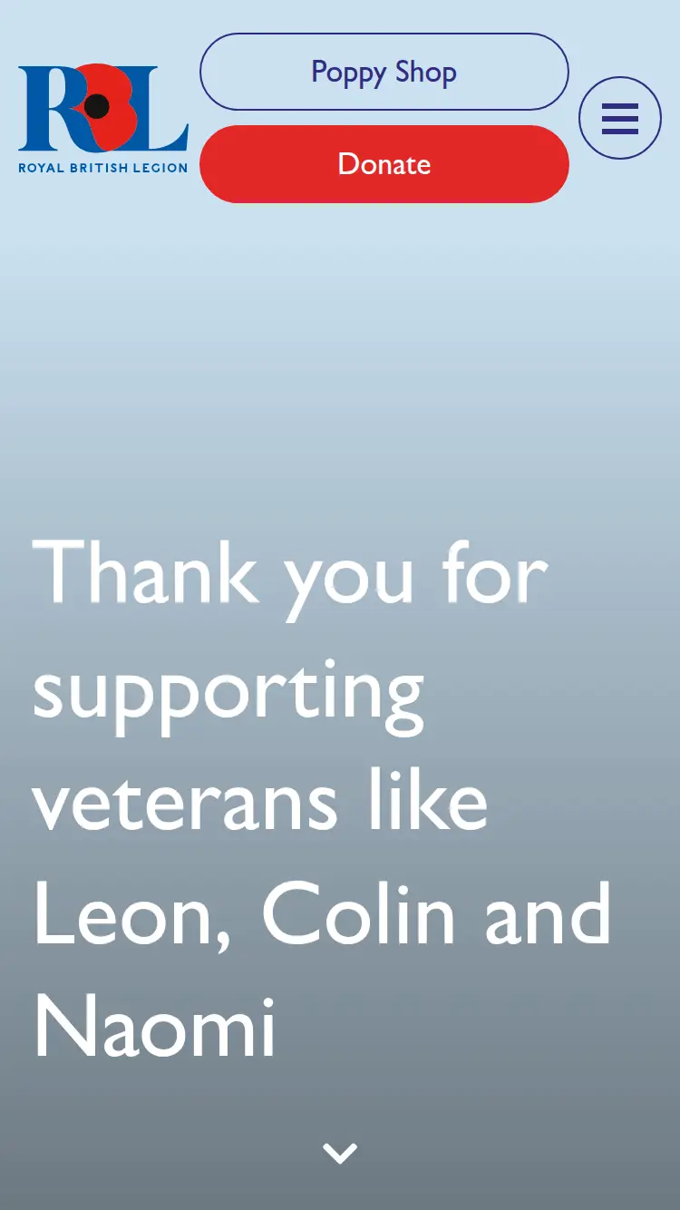 Royal British Legion - homepage (mobile)