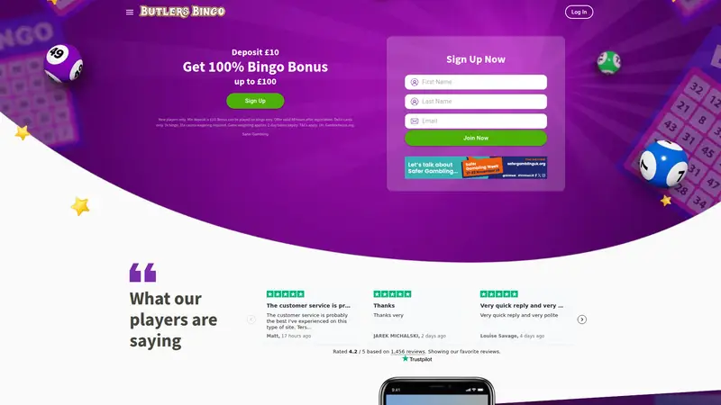 Butlers Bingo - homepage (desktop)