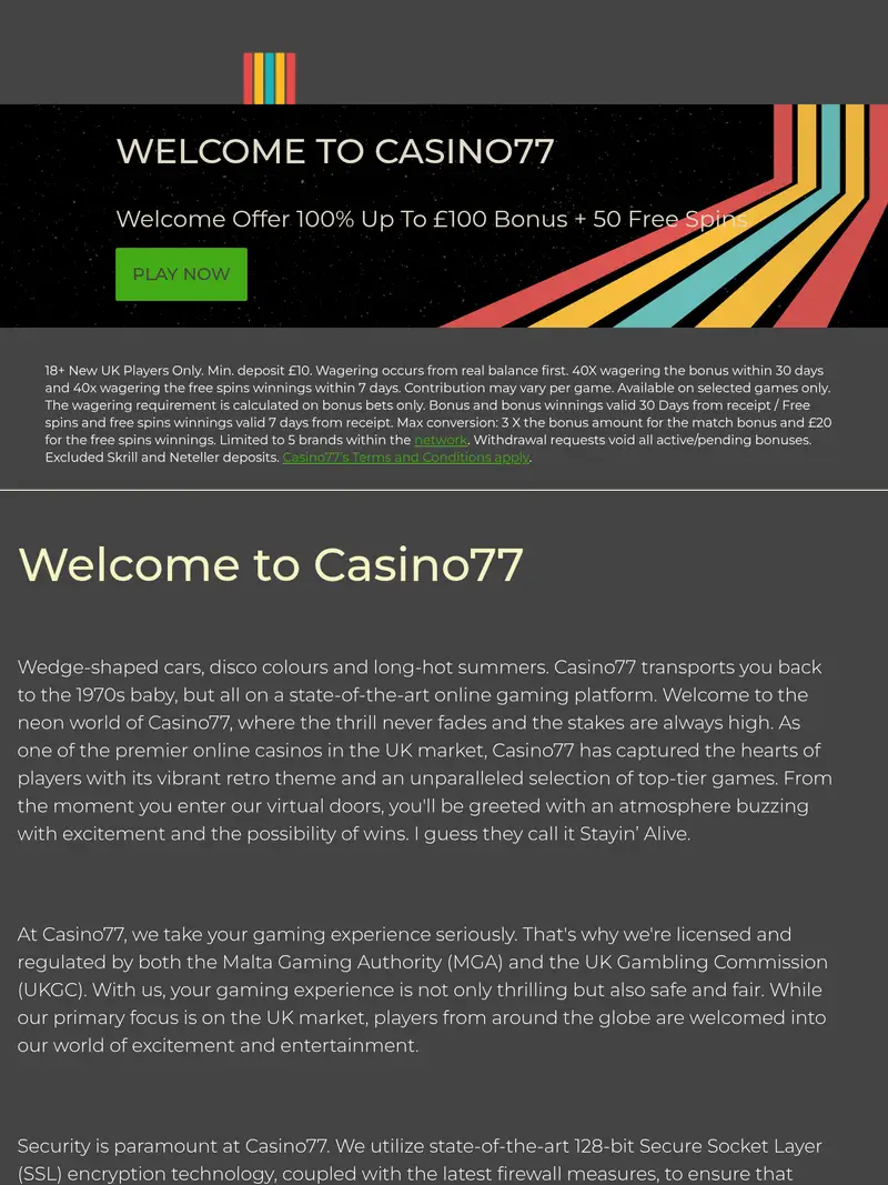 Casino77 - homepage (tablet)