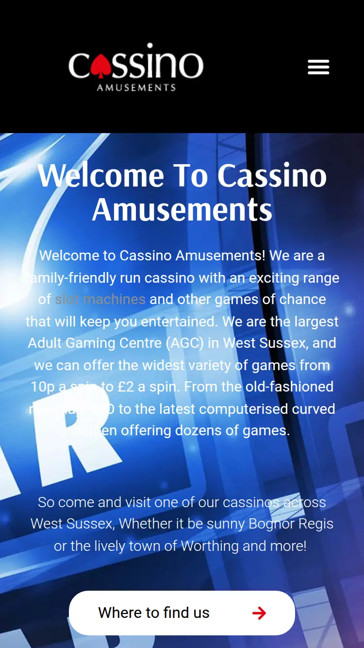 Cassino - homepage (mobile)