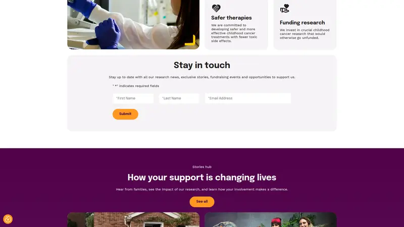 Children With Cancer UK - homepage (desktop)