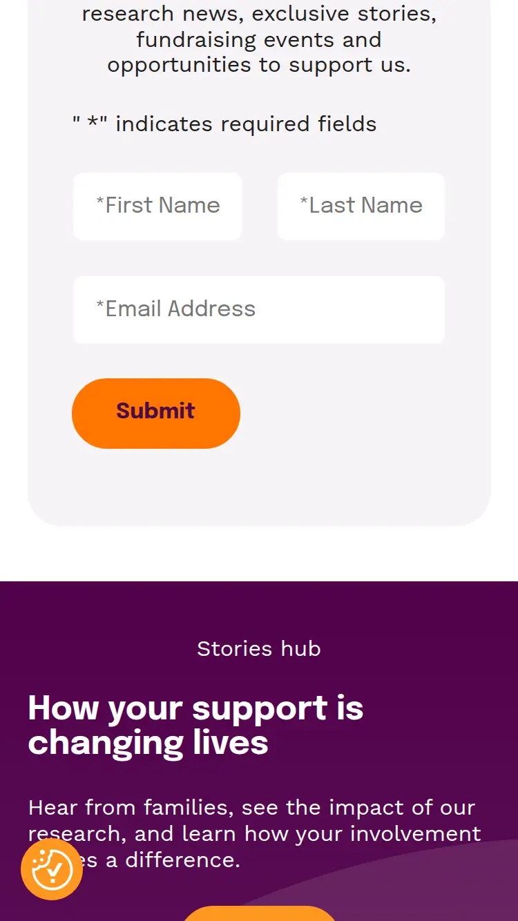 Children With Cancer UK - homepage (mobile)