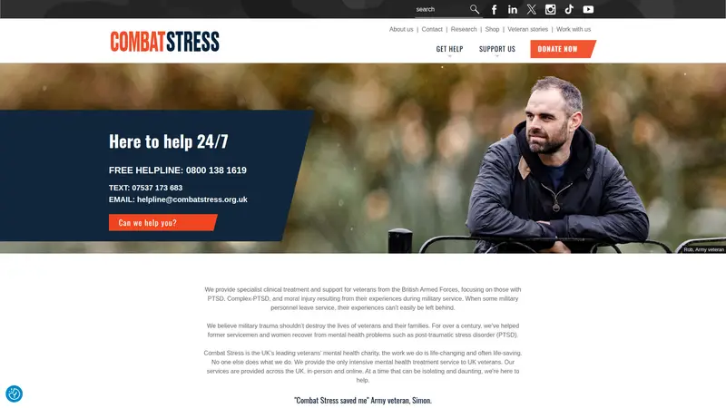 Combat Stress - homepage (desktop)