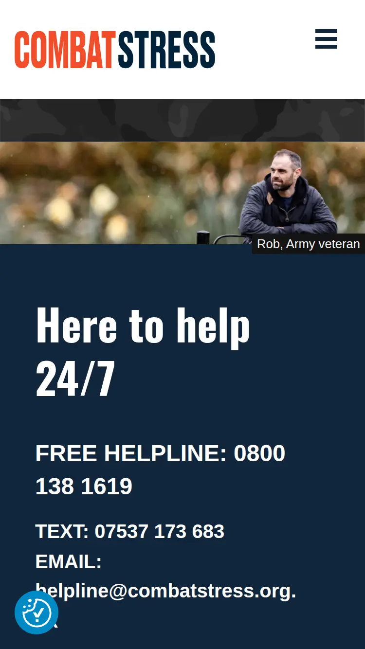 Combat Stress - homepage (mobile)