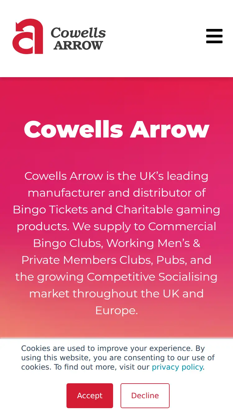 Cowellsarrow - homepage (mobile)