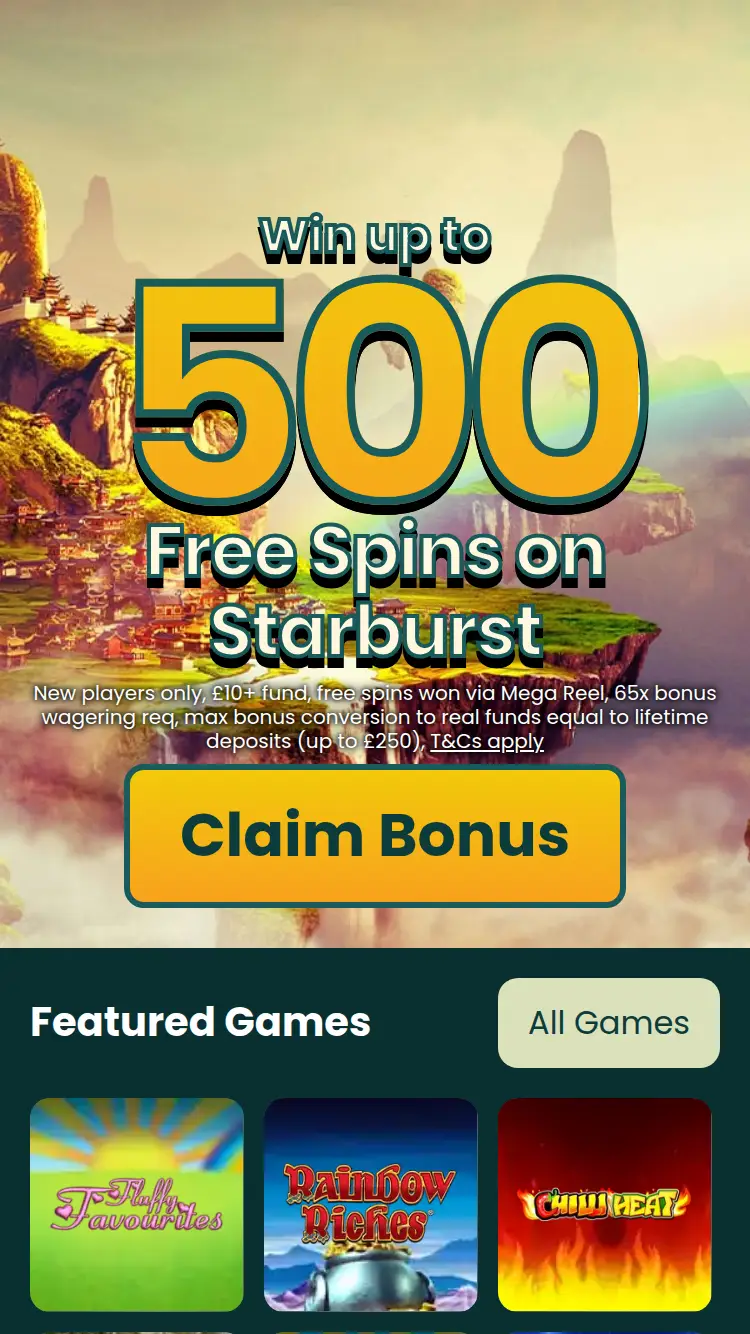 Destiny Spins - homepage (mobile)