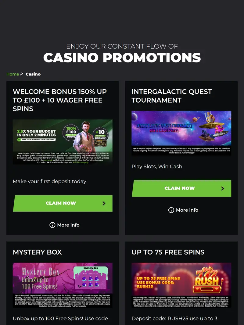 Dream Palace Casino - homepage (tablet)