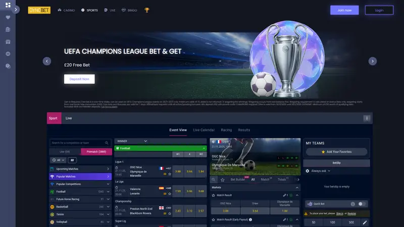 Dyno Bet - homepage (desktop)