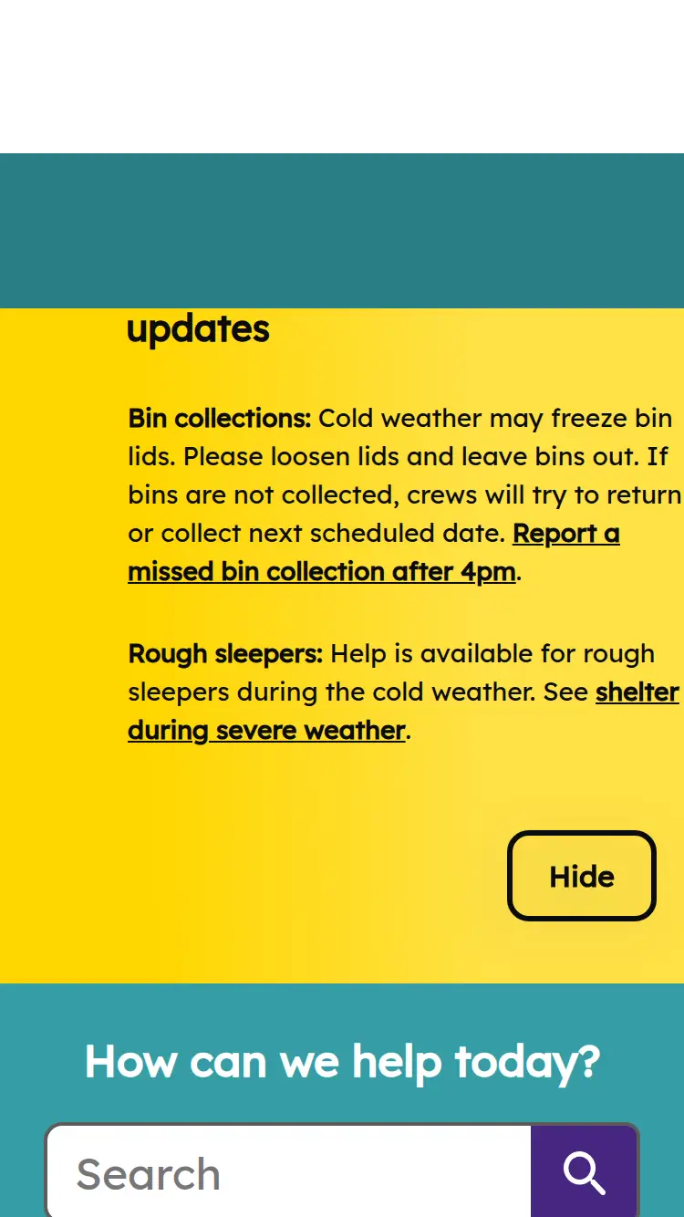 Elmbridge.gov - homepage (mobile)