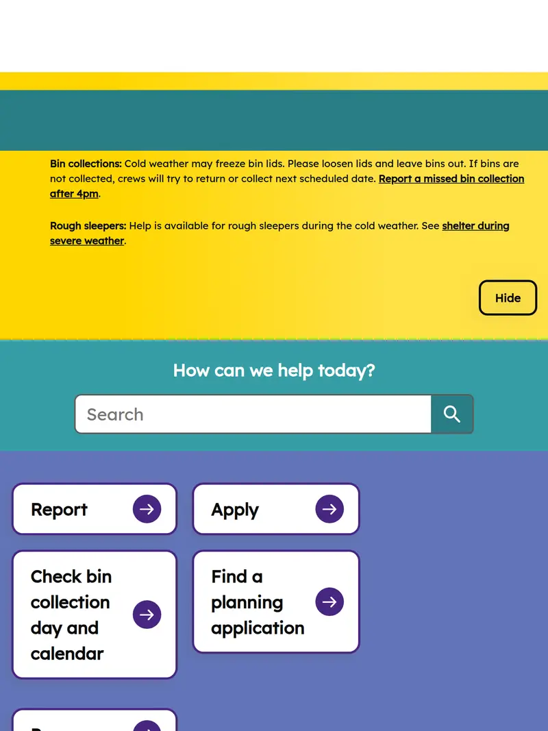 Elmbridge.gov - homepage (tablet)