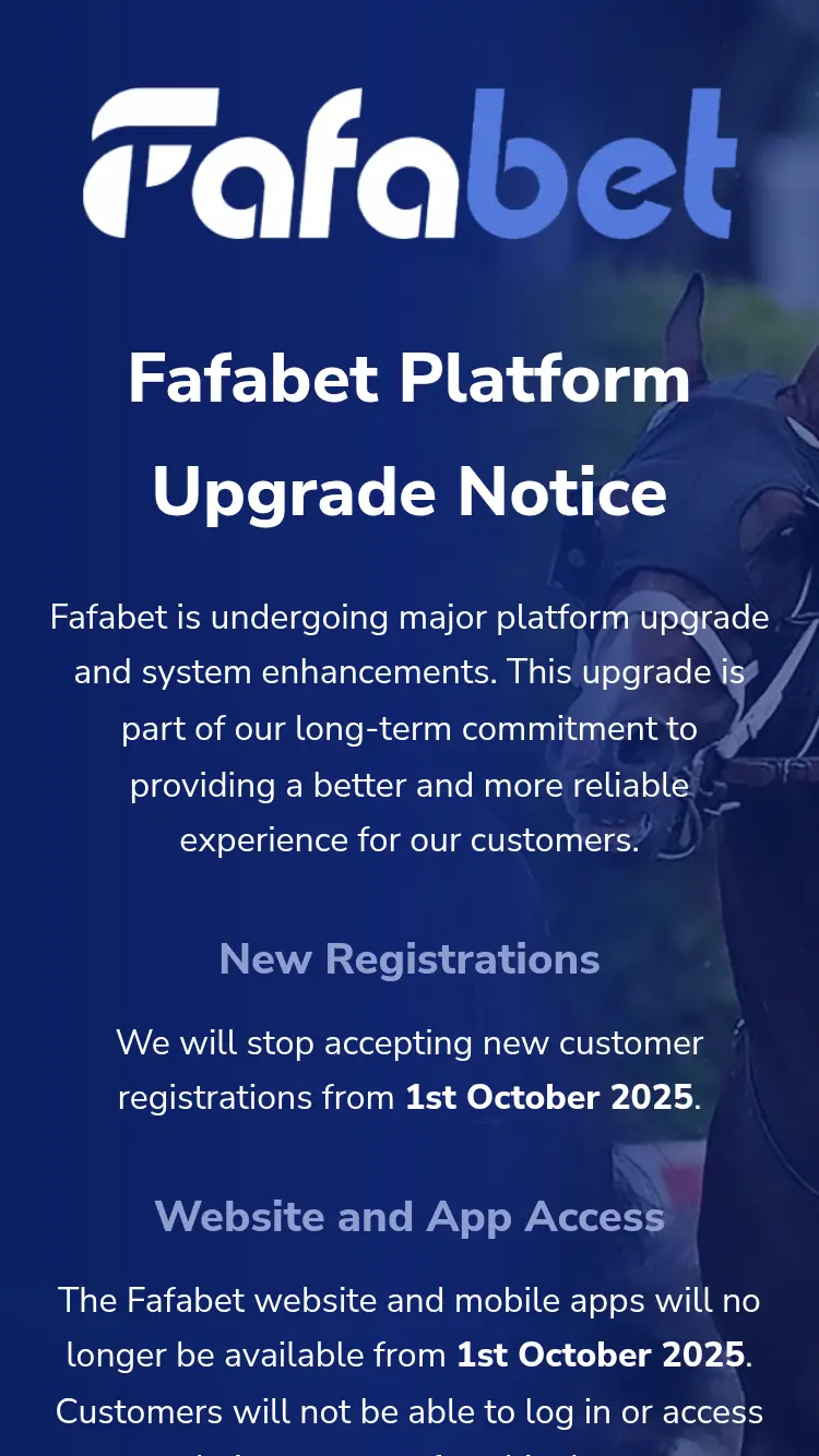 Fafa Bet.ie - homepage (mobile)