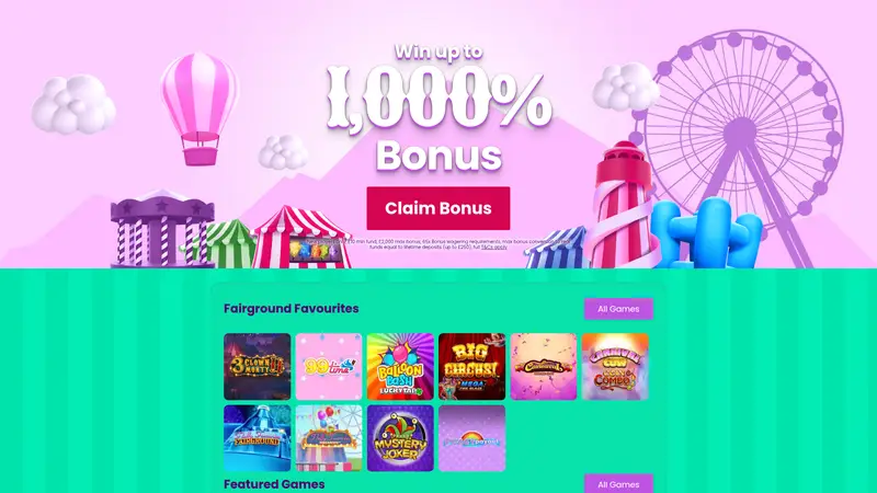 Fairground Slots - homepage (desktop)