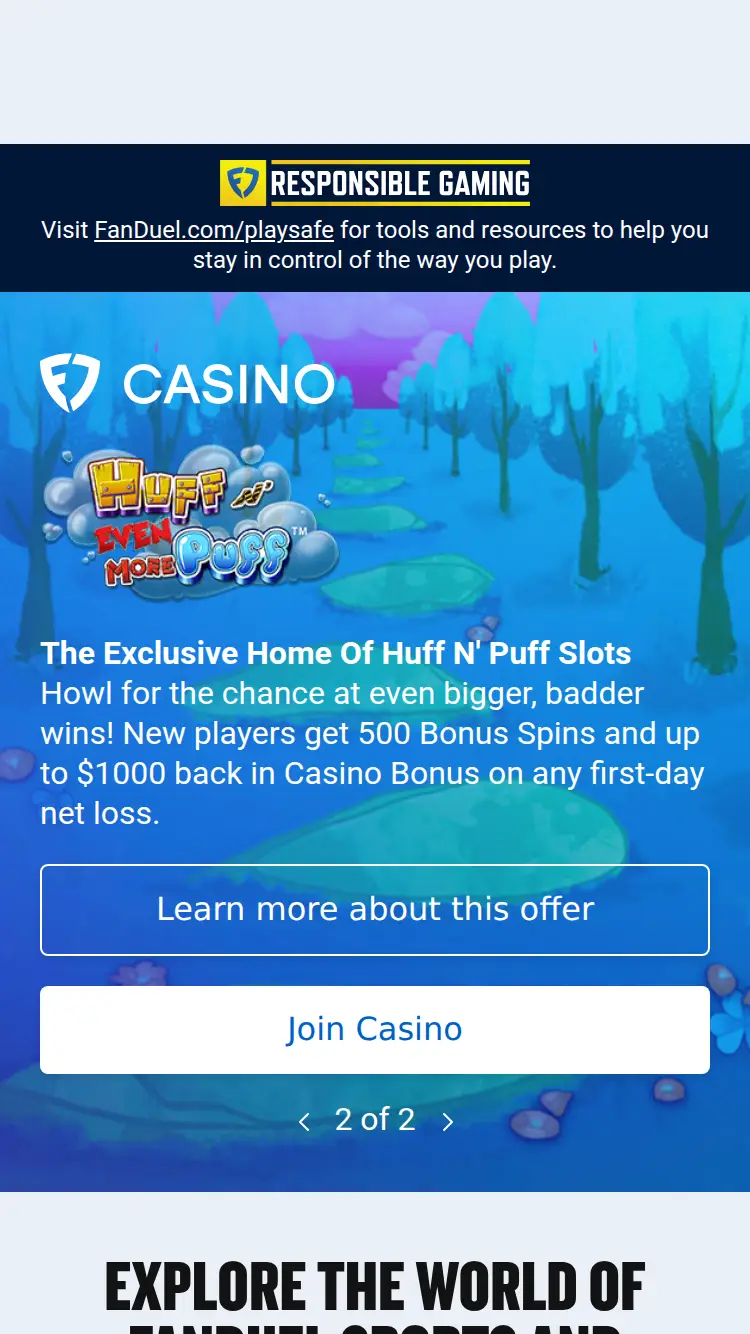 Fanduel - homepage (mobile)
