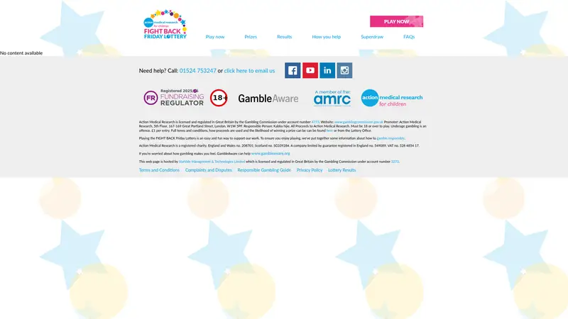 Fightbackfriday Lottery - homepage (desktop)