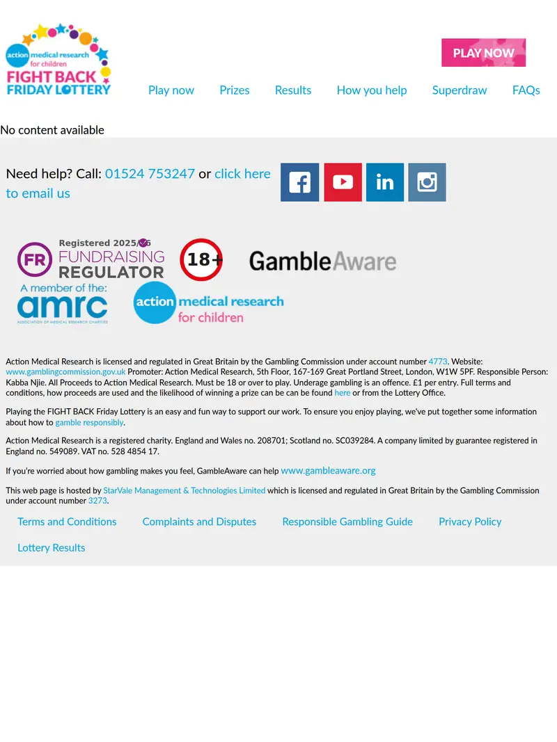 Fightbackfriday Lottery - homepage (tablet)