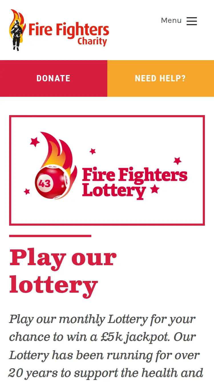 Firefighterscharity - homepage (mobile)