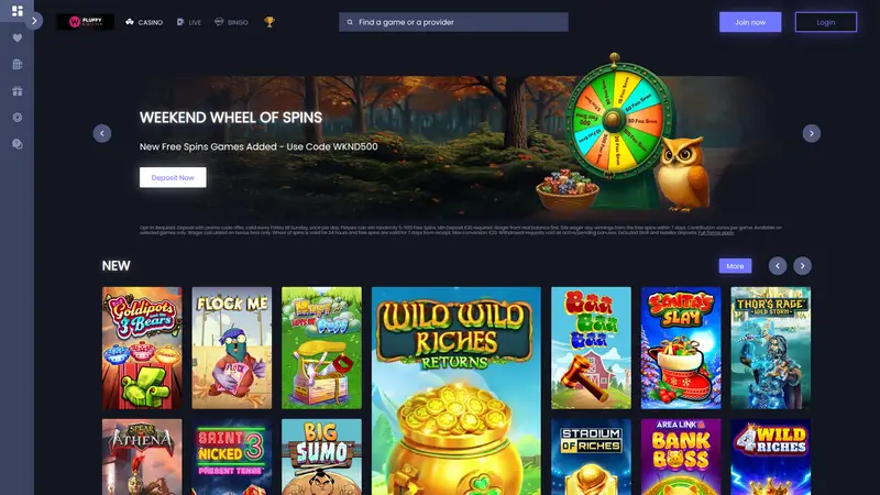 Fluffy Win Casino - homepage (desktop)