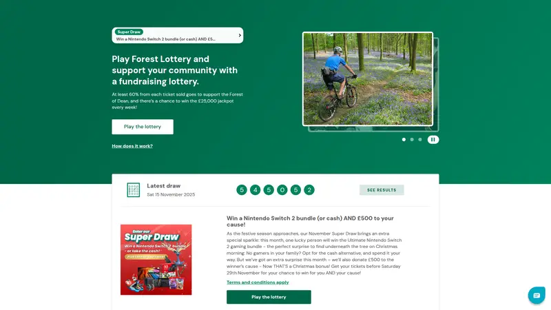 Forest Lottery - homepage (desktop)