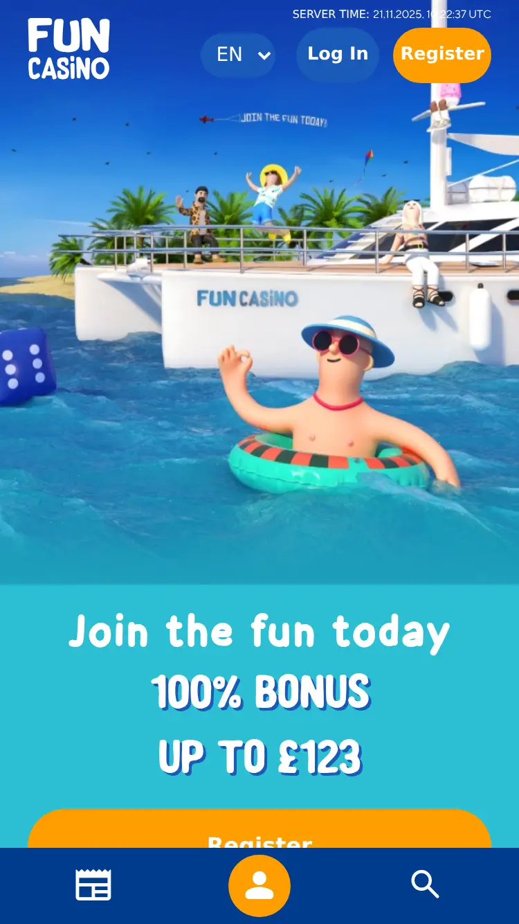 Fun Casino - homepage (mobile)