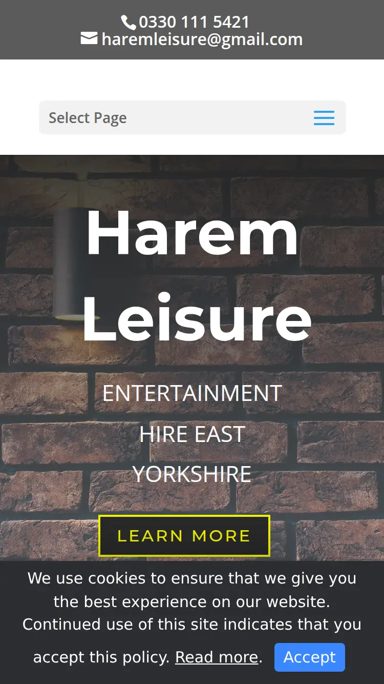 Haremleisure - homepage (mobile)