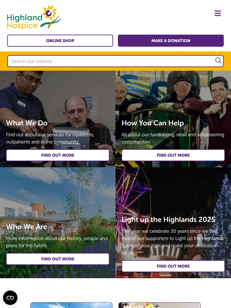 Highlandhospice - homepage (tablet)
