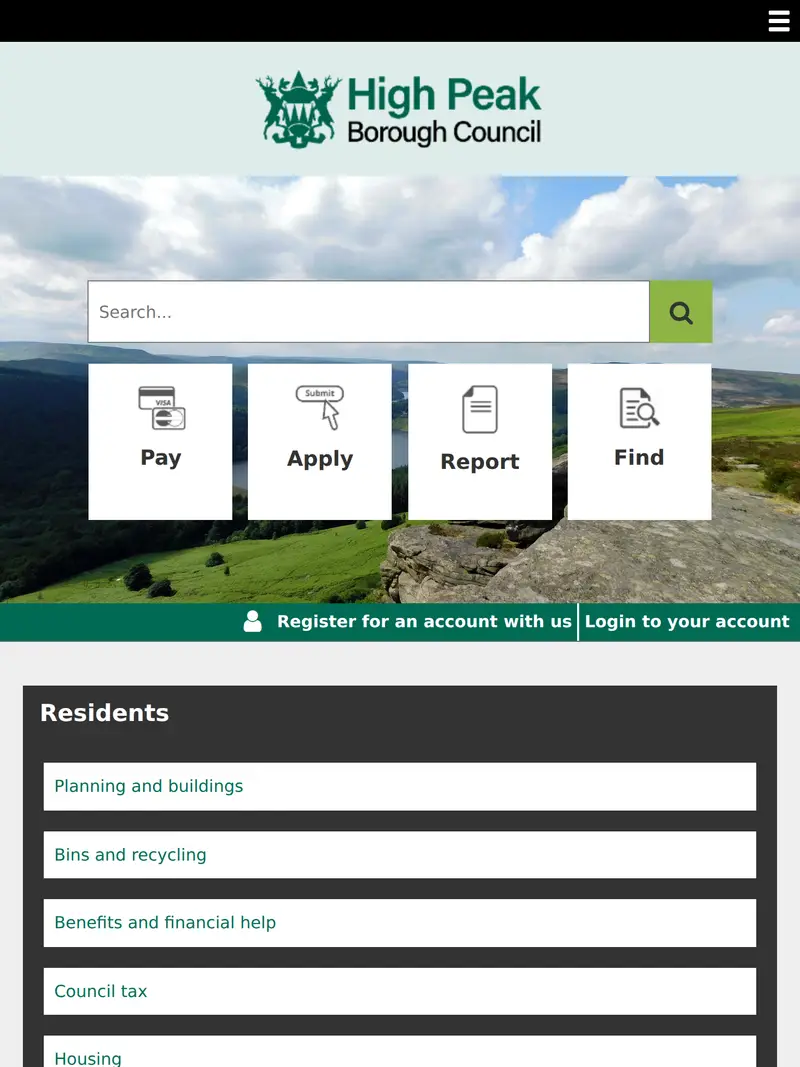 Highpeak.gov - homepage (tablet)