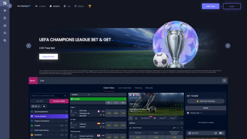 Inter Bet - homepage (desktop)