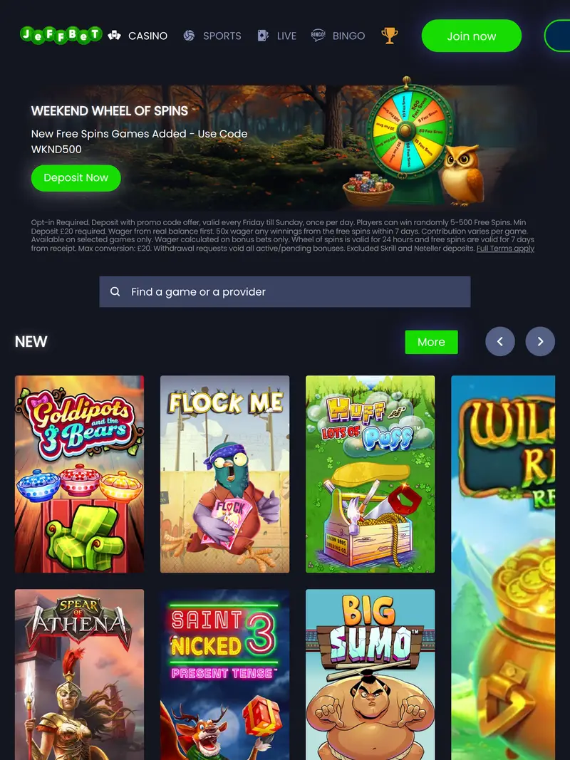 Jeff Bet - homepage (tablet)