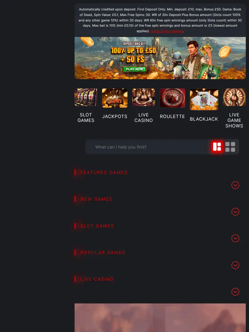 Knight Slots - homepage (tablet)