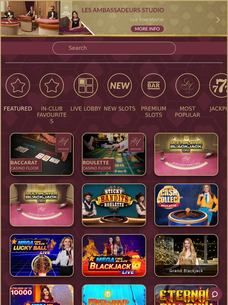 Lclubonline - homepage (tablet)