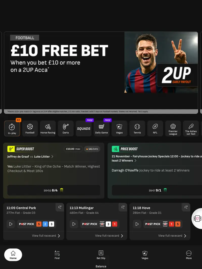 Livescore Bet - homepage (tablet)