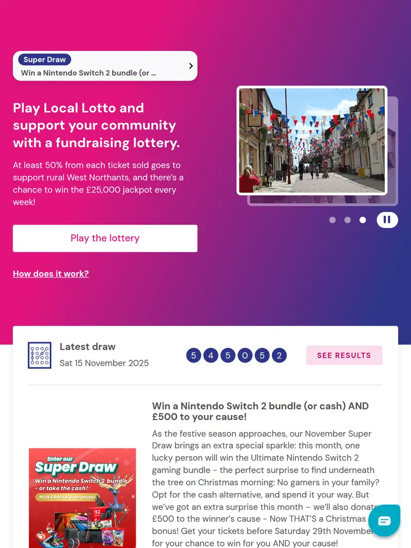 Local Lotto - homepage (tablet)