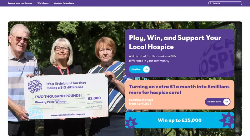 Localhospice Lottery - homepage (desktop)