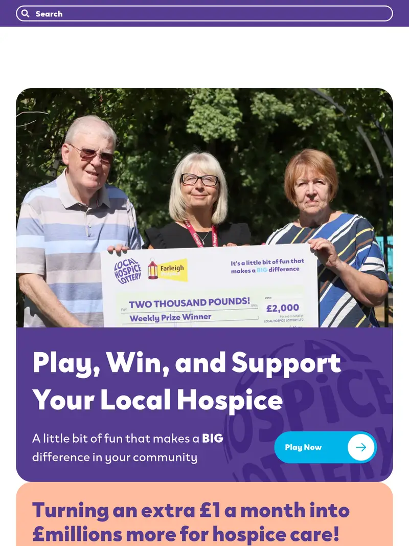 Localhospice Lottery - homepage (tablet)