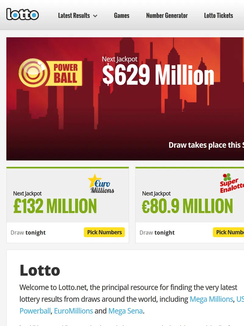 Lotto - homepage (tablet)
