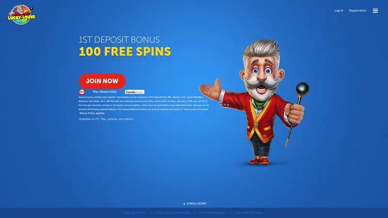 Luckylouis - homepage (desktop)