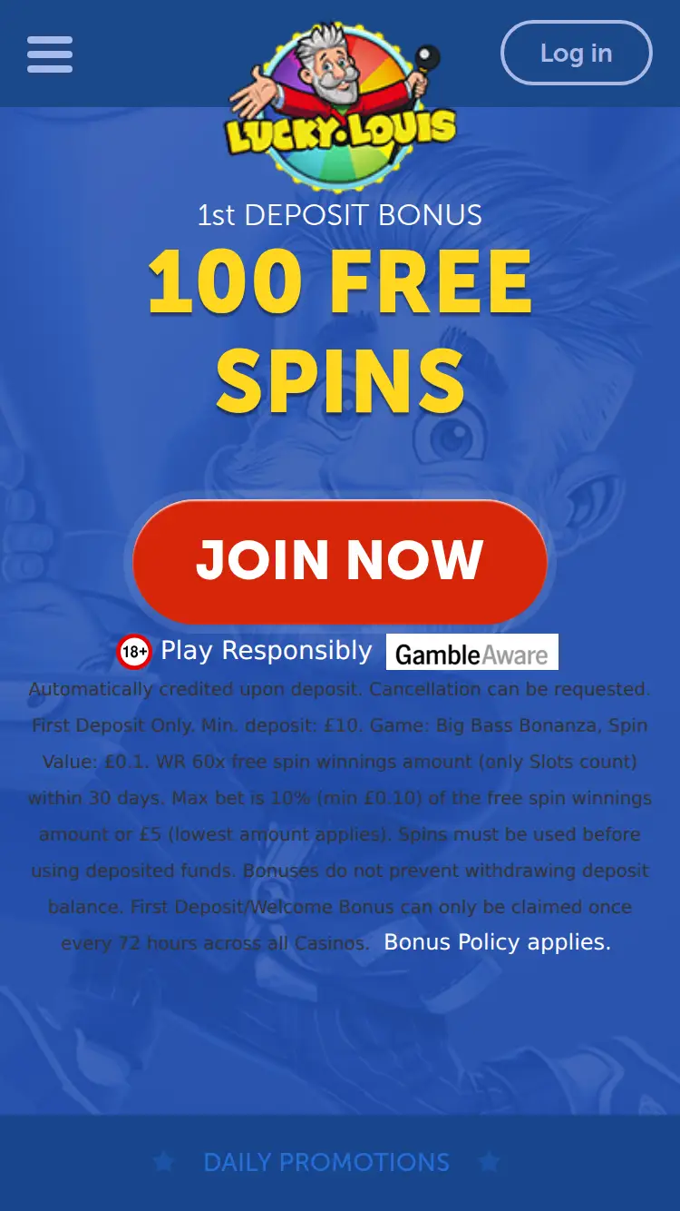 Luckylouis - homepage (mobile)