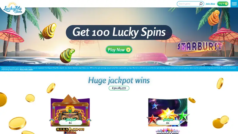 Luckyme Slots - homepage (desktop)