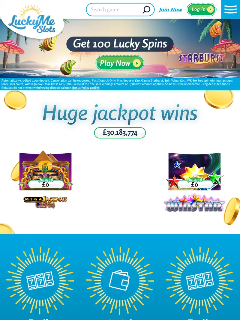 Luckyme Slots - homepage (tablet)