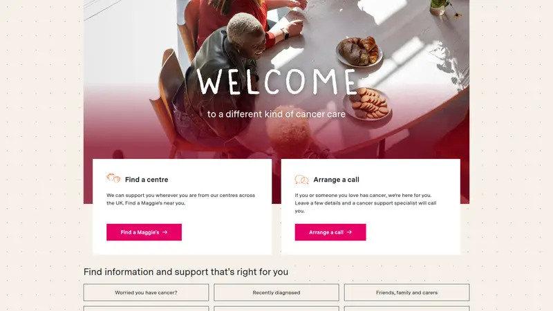 Maggies - homepage (desktop)