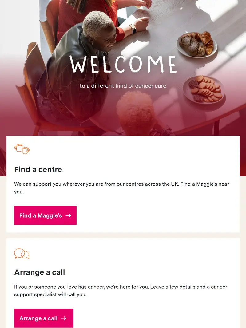 Maggies - homepage (tablet)